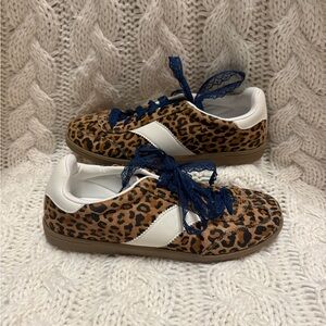 Universal Thread Leopard Print Sneakers with Blue Laces